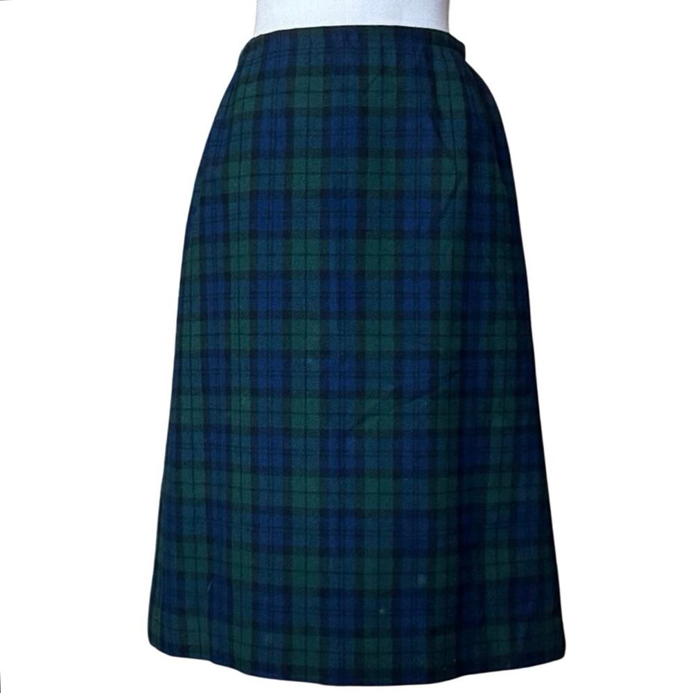 Pendleton Vintage plaid wool skirt blackwatch tartan preppy S small deadstock